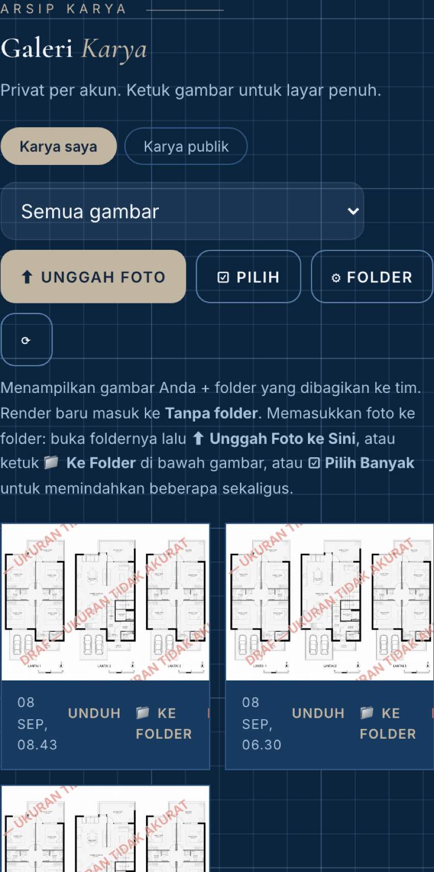 gambar hasil render sudah ada di Galeri di perangkat kedua