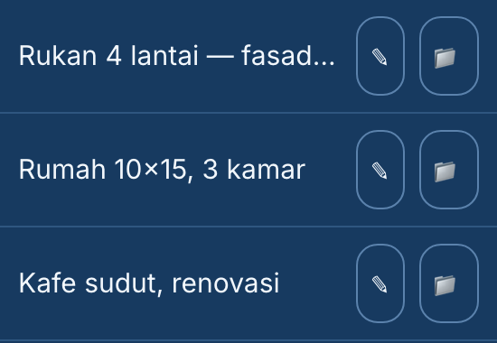 Tombol ubah nama & pindah proyek di laci percakapan