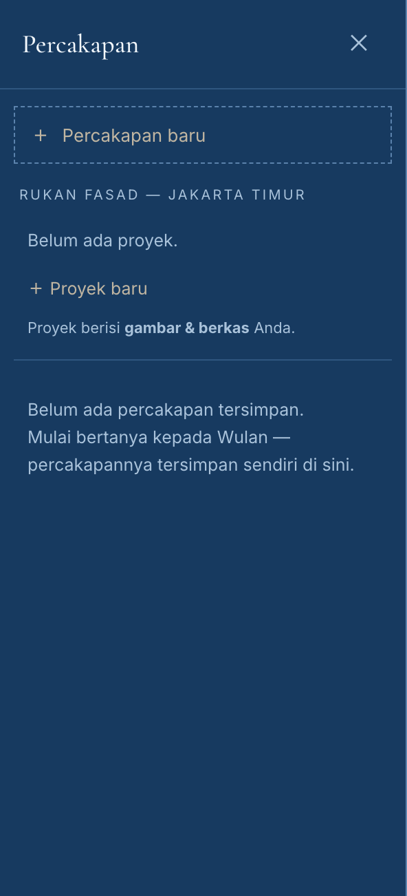 Halaman proyek: brief, percakapan, dan gambarnya