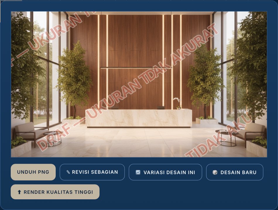 hasil render pertama + tombol upgrade